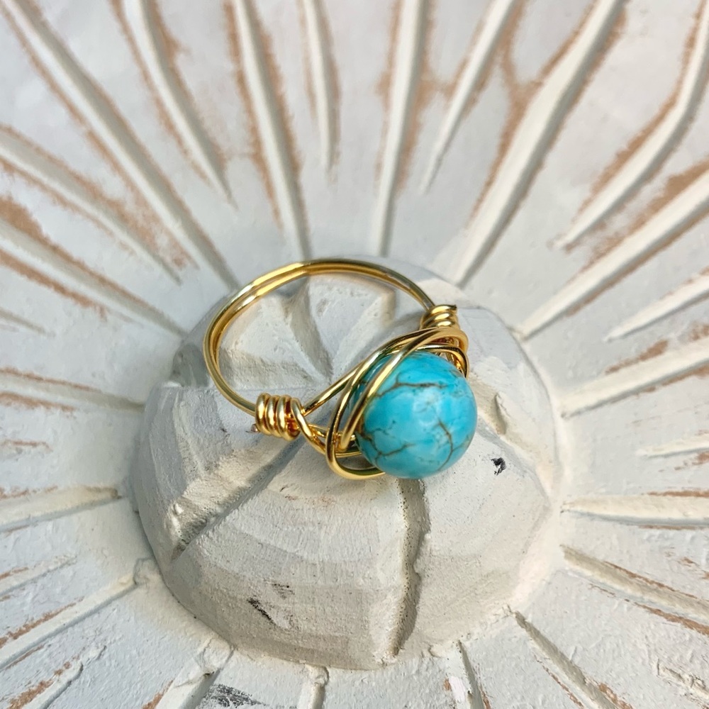Turquoise Stone Ring / Wire-Wrapped Ring Gemstone